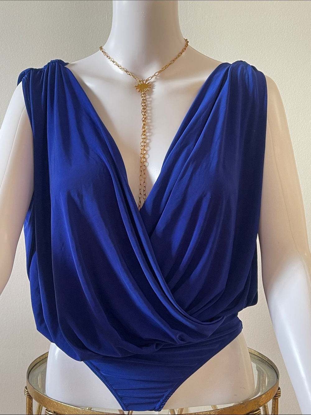 Medium Royal Blue Satin Bodysuit